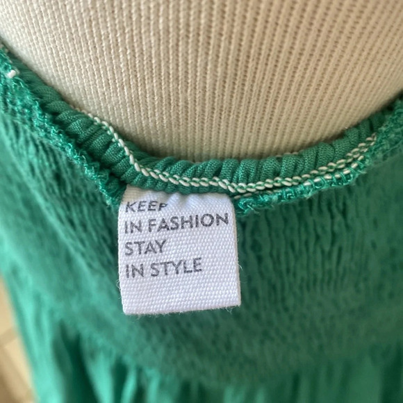 Anrabess one shoulder green midi dress size large ruffle pleated smocked dress - Picture 5 of 9
